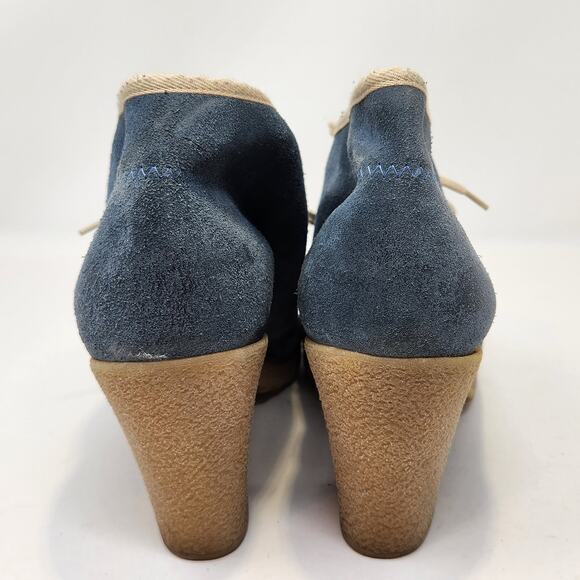 Jasper and Jeera Yuma Blue Suede Ankle Desert Boots Size 40 US 9 Lace Up Heel - Picture 6 of 9